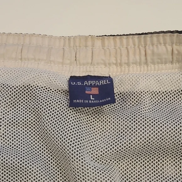 3/$20 US Apparel Black & Tan Hawaiian Print Swim Trunks - Picture 6 of 7